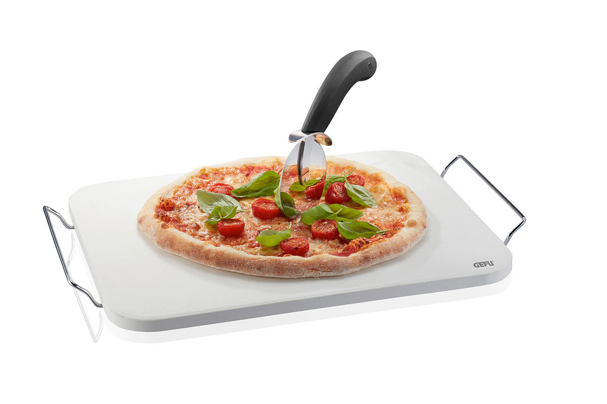 PIZZASTEIN - Silberfarben/Schwarz, KONVENTIONELL, Keramik/Kunststoff (30/1,5/38cm) - Gefu