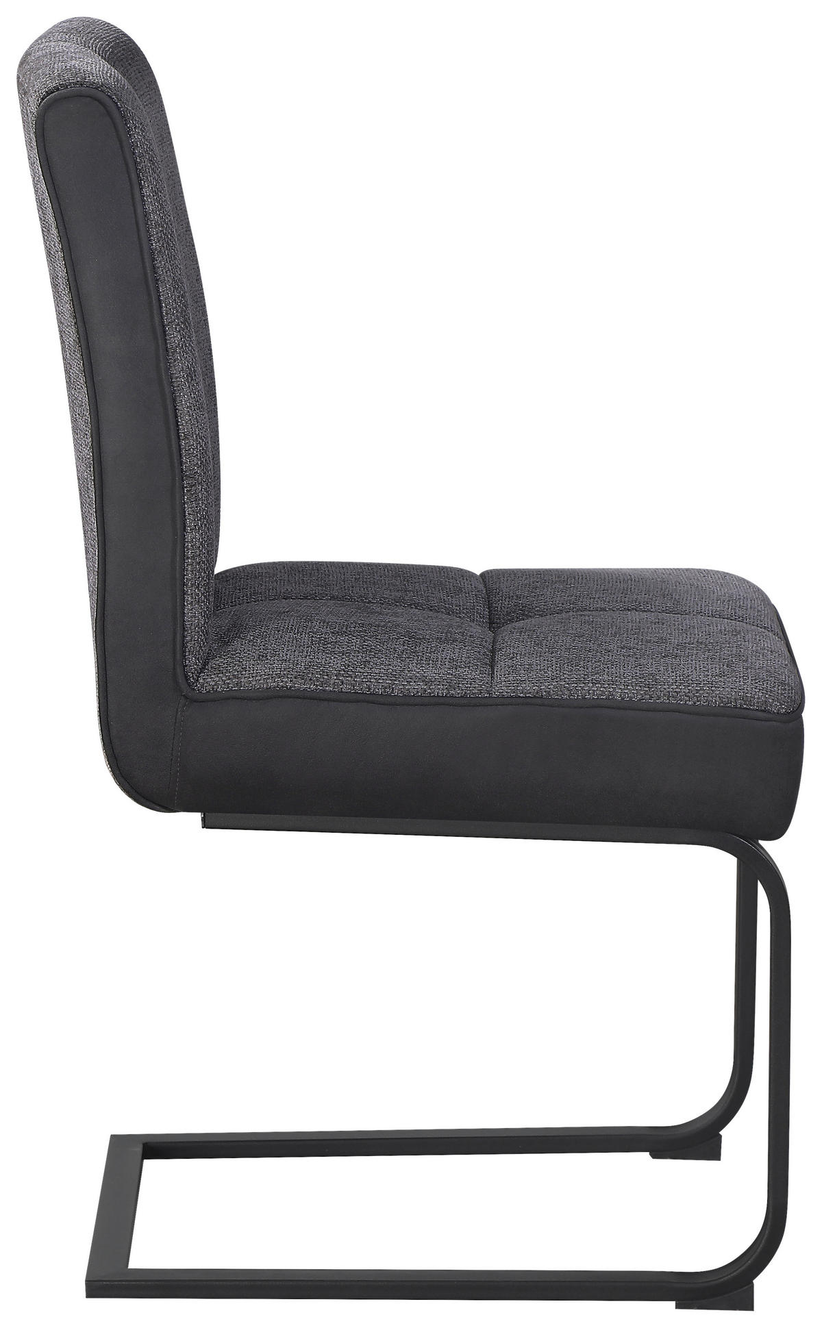 SCHWINGSTUHL  in Eisen Mikrofaser, Leinenoptik  - Schwarz/Grau, KONVENTIONELL, Textil/Metall (49/91/60cm) - MID.YOU