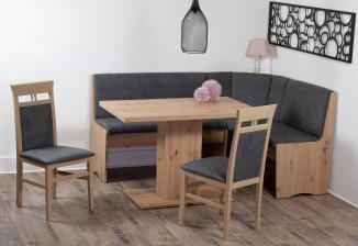 ECKBANKGRUPPE Mikrofaser Eiche Artisan, Grau  - Eiche Artisan/Grau, KONVENTIONELL, Holz/Textil (125/89/165cm) - MID.YOU