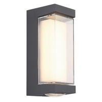 AUSSENWANDLEUCHTE - Transparent/Anthrazit, Design, Kunststoff/Metall (7,5/8,2/18,7cm) - Globo