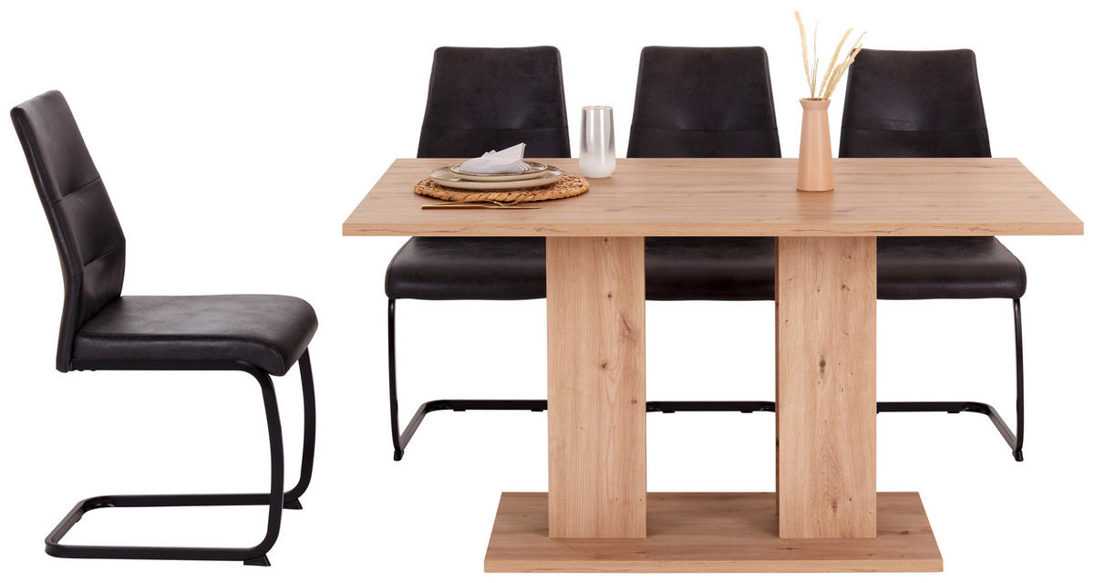 ESSTISCH rechteckig Eiche Artisan  - Schwarz/Eiche Artisan, KONVENTIONELL, Holzwerkstoff (138/74/90cm) - home24