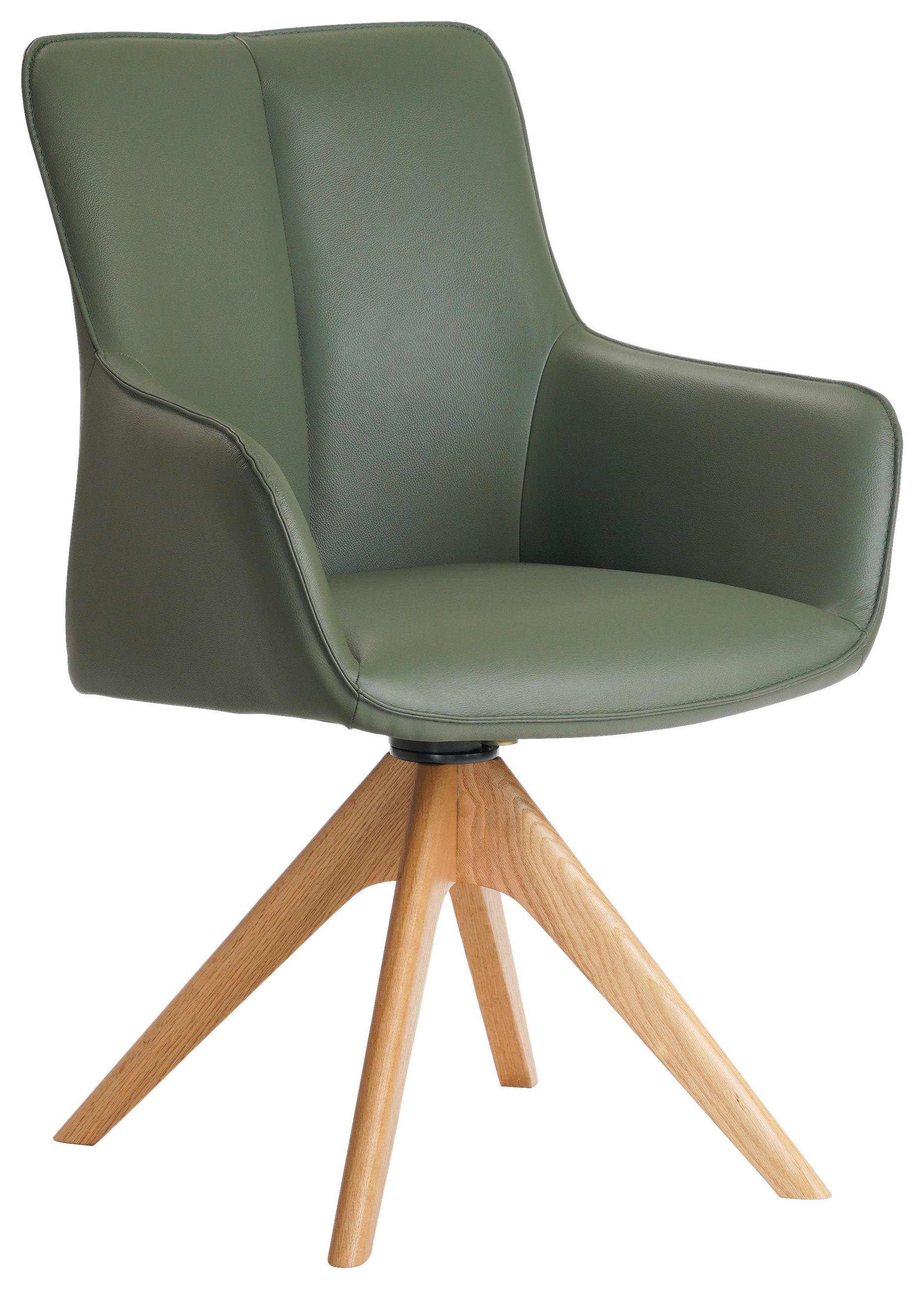 ARMLEHNSTUHL in Holz, Metall, Leder Grün  - Eichefarben/Grün, MODERN, Leder/Holz (64/87/60cm) - Novel