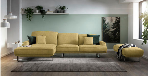 ECKSOFA in Webstoff Gelb  - Gelb, Design, Textil/Metall (184/304cm) - Dieter Knoll