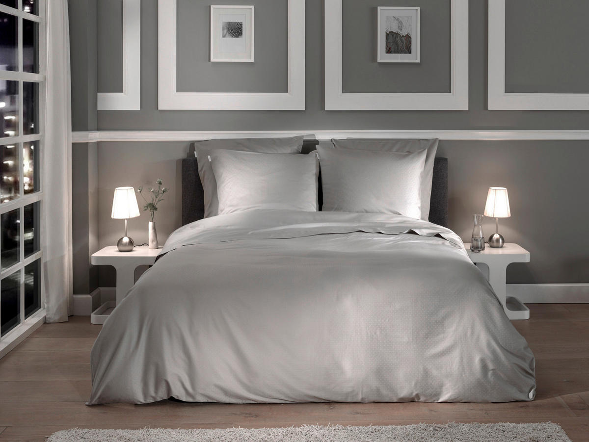 BETTWÄSCHE 2-teilig Punto Makosatin 135/200 cm  - Grau, Basics, Textil (135/200cm)
