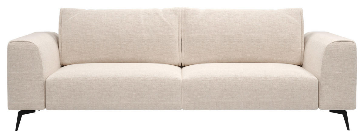 3-SITZER-SOFA in beflockt Creme  - Creme/Schwarz, Design, Holz/Textil (246/87/88cm) - MID.YOU