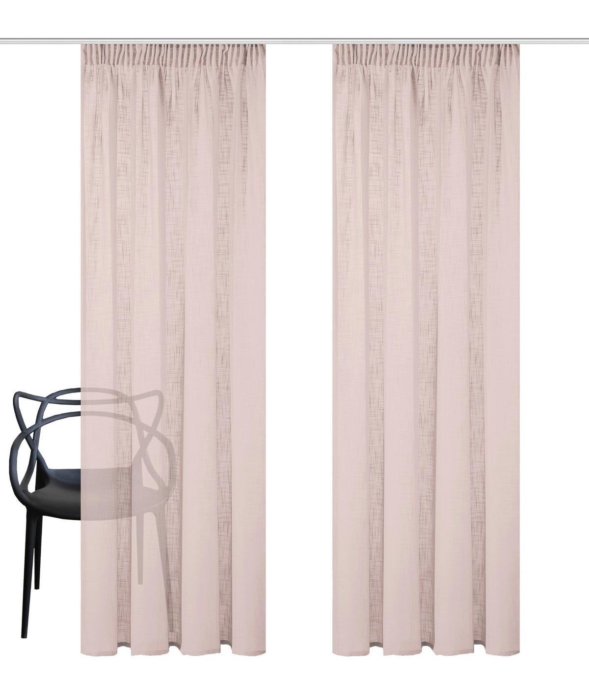 FERTIGVORHANG halbtransparent  - Rosa, Basics, Textil (140/245cm)
