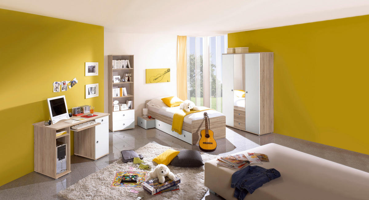 SCHREIBTISCH 120/60/74 cm Weiß, Sonoma Eiche Stauraum  - Silberfarben/Weiß, KONVENTIONELL, Holzwerkstoff/Kunststoff (120/60/74cm) - Carryhome