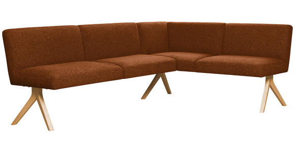 ECKBANK 218/172 cm Webstoff Haselnussfarben Eiche vollmassiv   - Eichefarben/Haselnussfarben, KONVENTIONELL, Holz/Textil (218/172cm) - Linea Natura