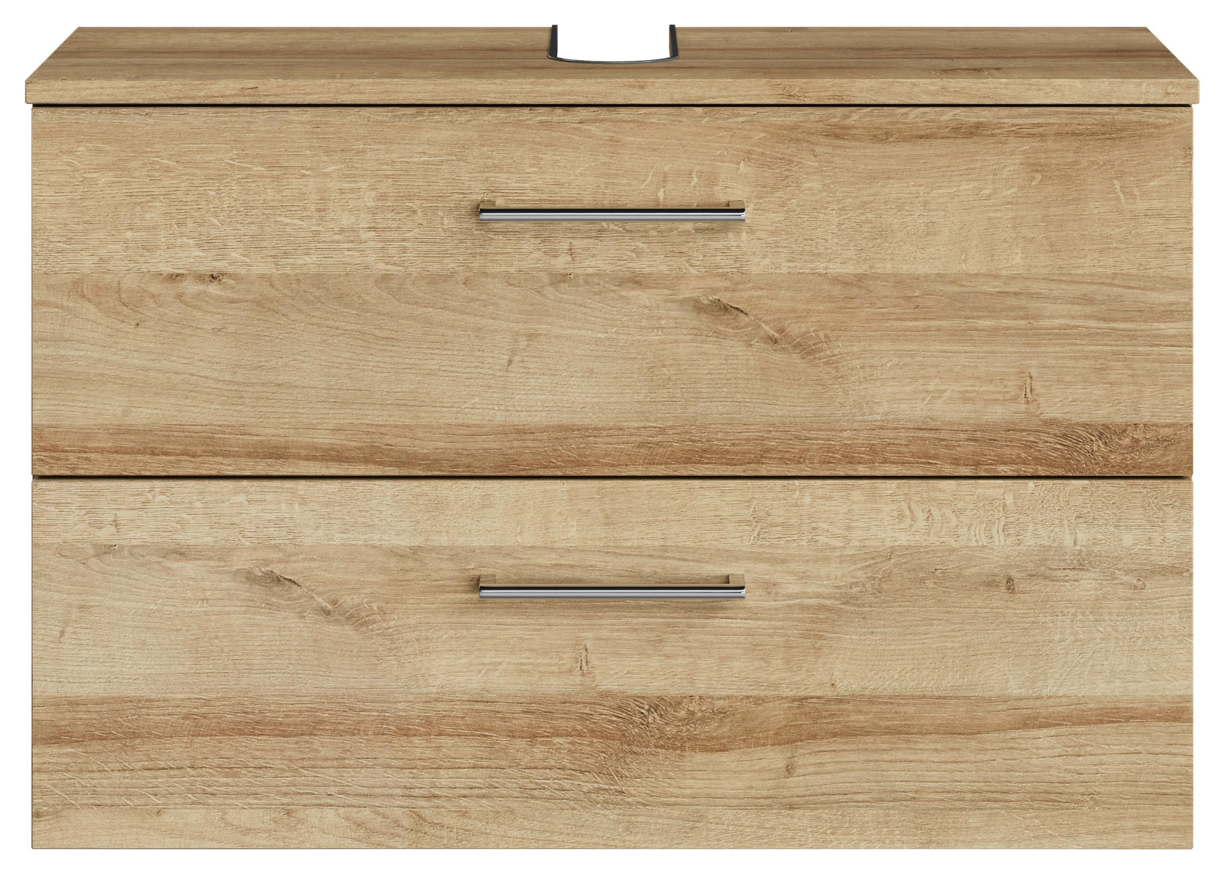 WASCHBECKENUNTERSCHRANK 75/49,8/33,3 cm  - Chromfarben/Eichefarben, KONVENTIONELL, Holzwerkstoff/Metall (75/49,8/33,3cm) - Sadena