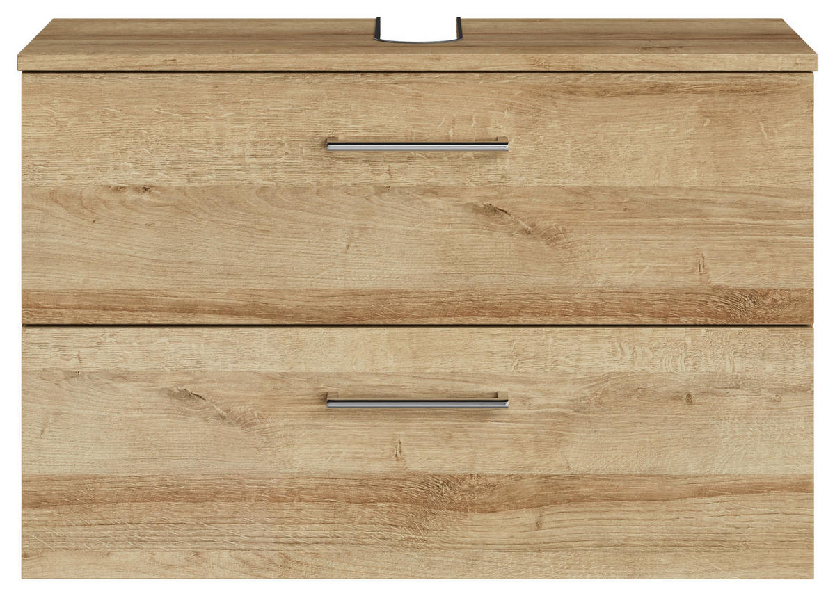 WASCHBECKENUNTERSCHRANK 75/49,8/33,3 cm  - Chromfarben/Eichefarben, KONVENTIONELL, Holzwerkstoff/Metall (75/49,8/33,3cm) - Sadena