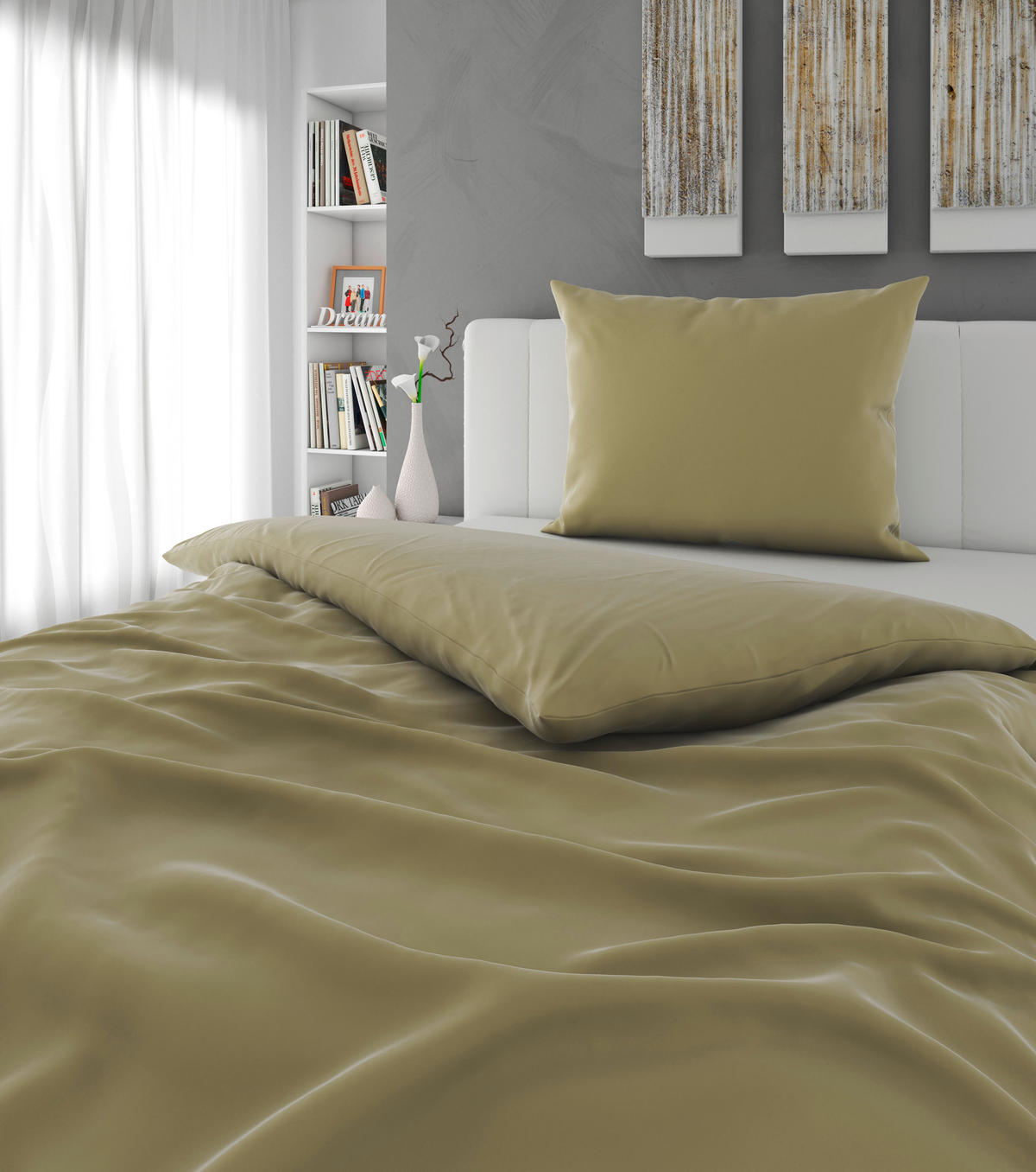 BETTWÄSCHE Mavie Satin 140/200 cm  - Grün, KONVENTIONELL, Textil (140/200cm) - Novel