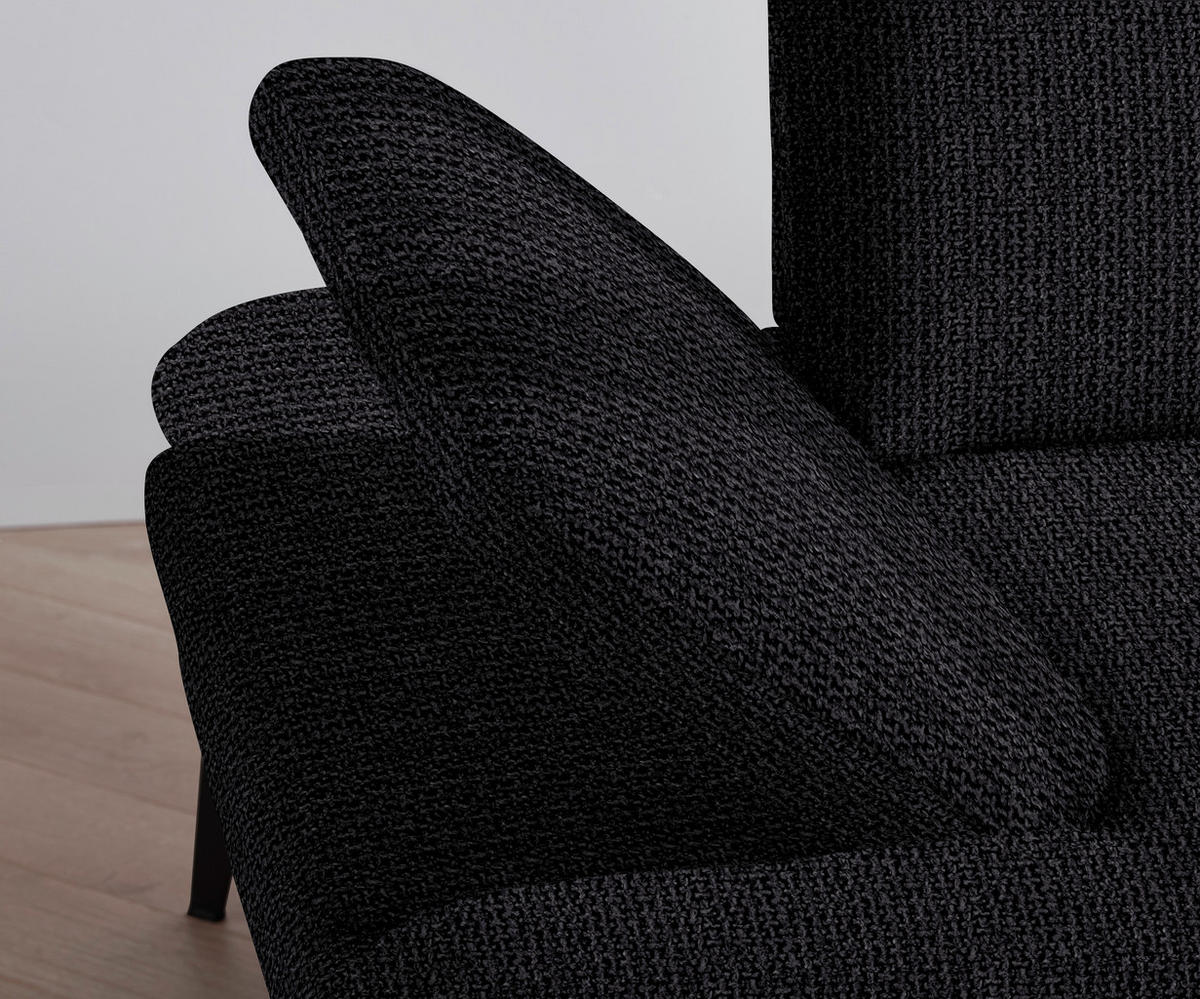 ECKSOFA in Webstoff Schwarz  - Schwarz, Design, Textil/Metall (289/180cm) - Stylife