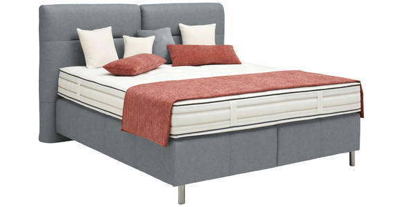 BOXSPRINGBETT 180/200 cm  in Grau  - Alufarben/Grau, KONVENTIONELL, Textil/Metall (180/200cm) - Dieter Knoll