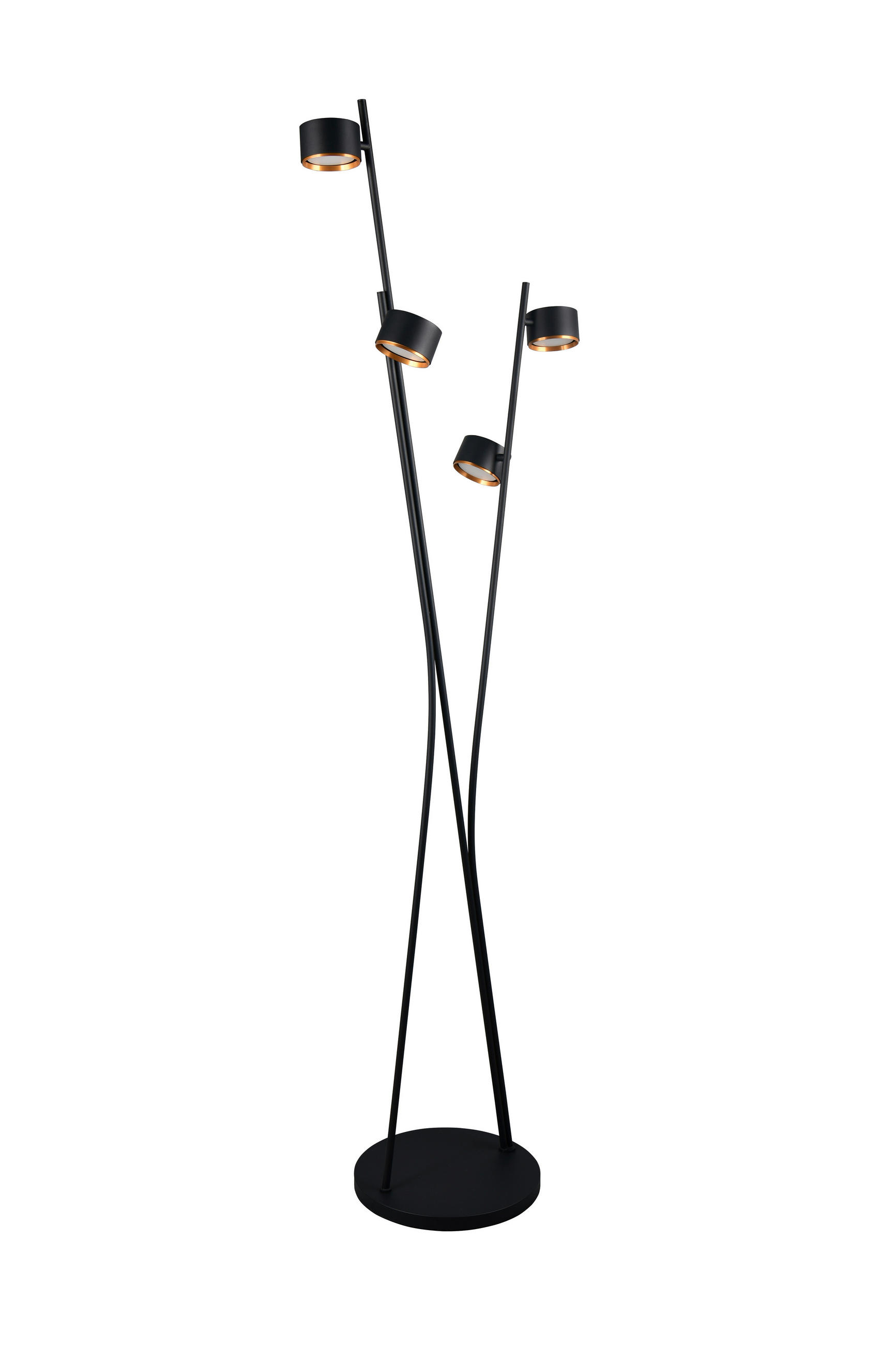 Trio Leuchten Stehleuchte Coda Schwarz, Gold, Messing 33x180x53 cm