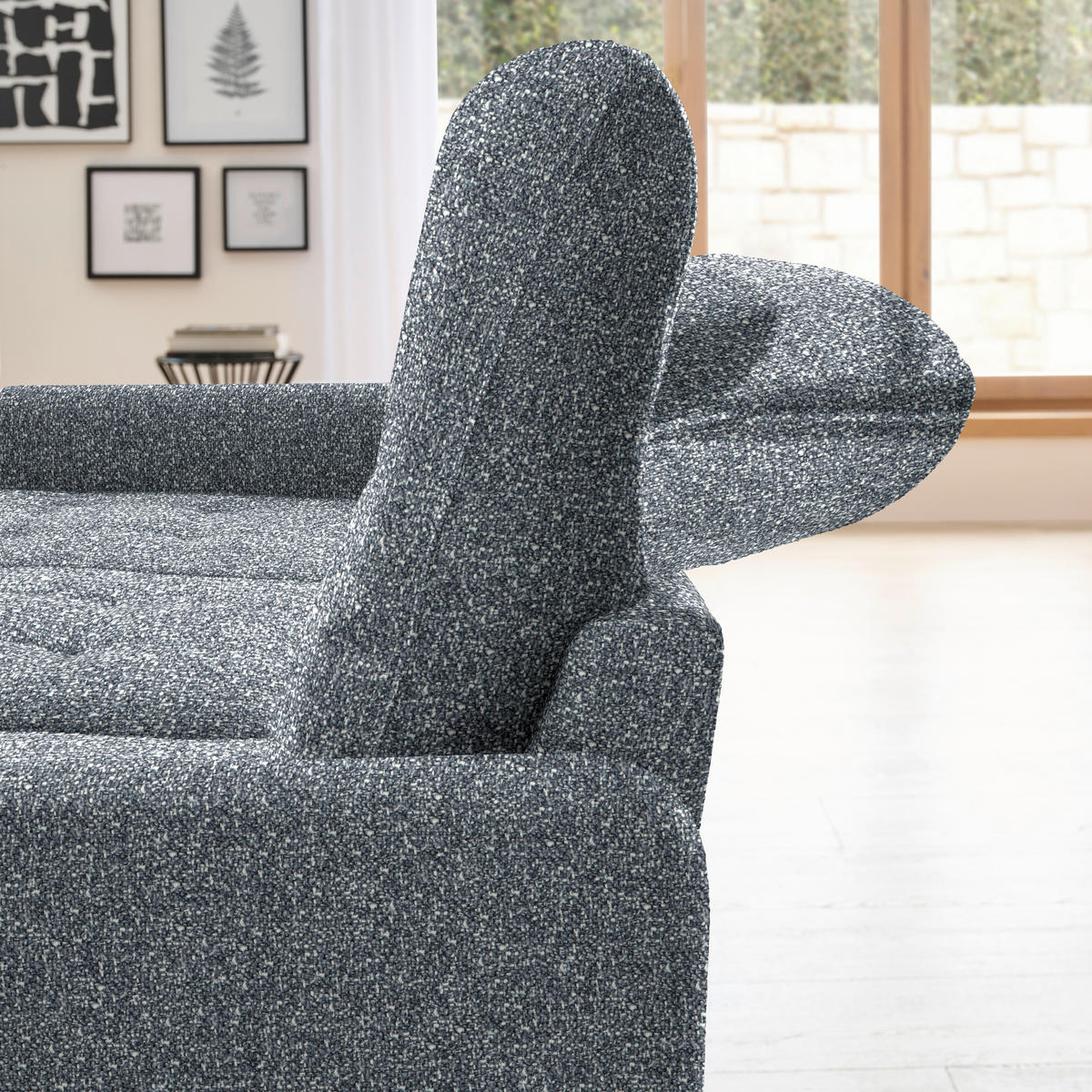 ECKSOFA Dunkelgrau Plüsch  - Dunkelgrau/Schwarz, KONVENTIONELL, Textil/Metall (190/254cm) - Livetastic