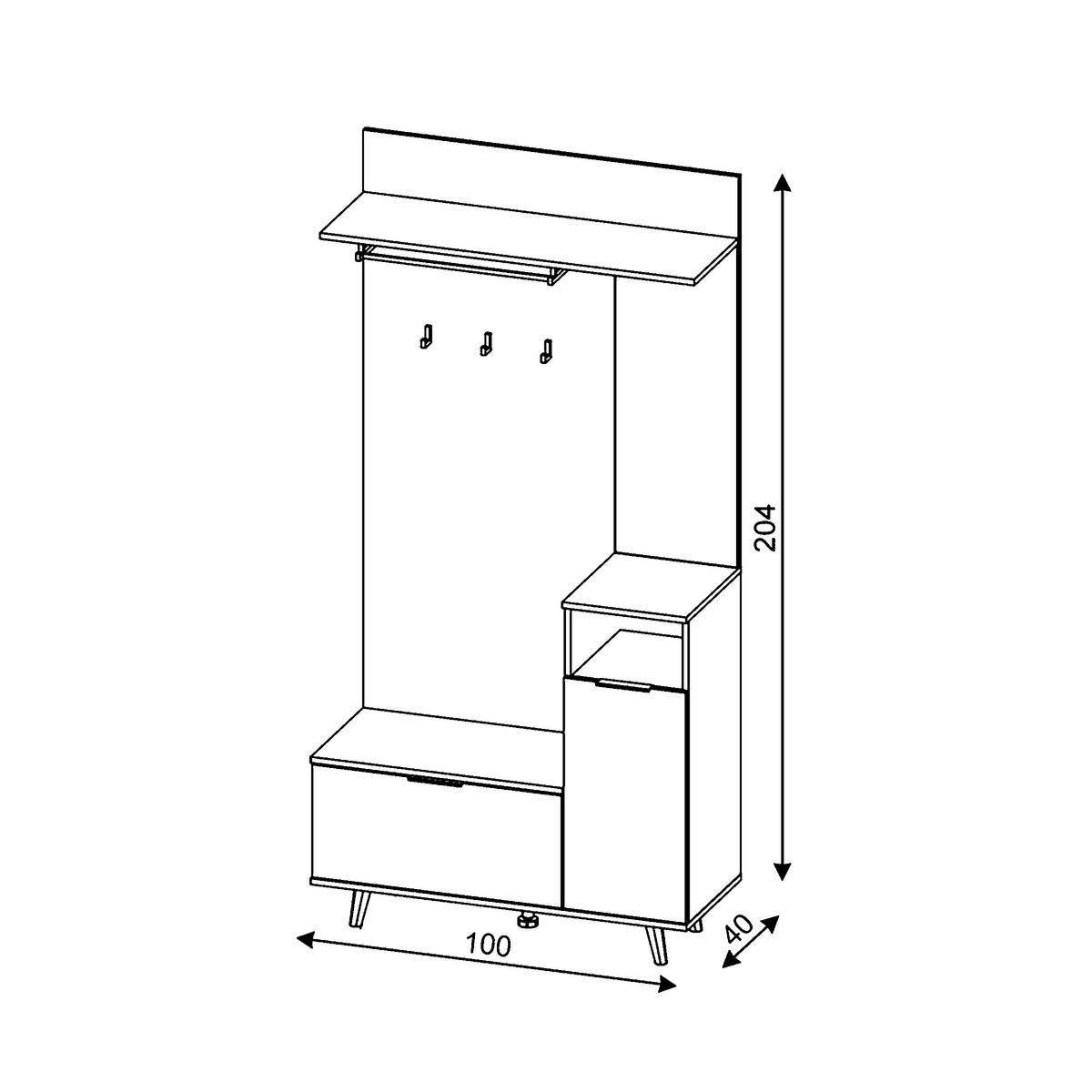 GARDEROBE 5-teilig  in 100/204/40 cm  - Weiß/Eiche Artisan, KONVENTIONELL, Holzwerkstoff (100/204/40cm) - home24