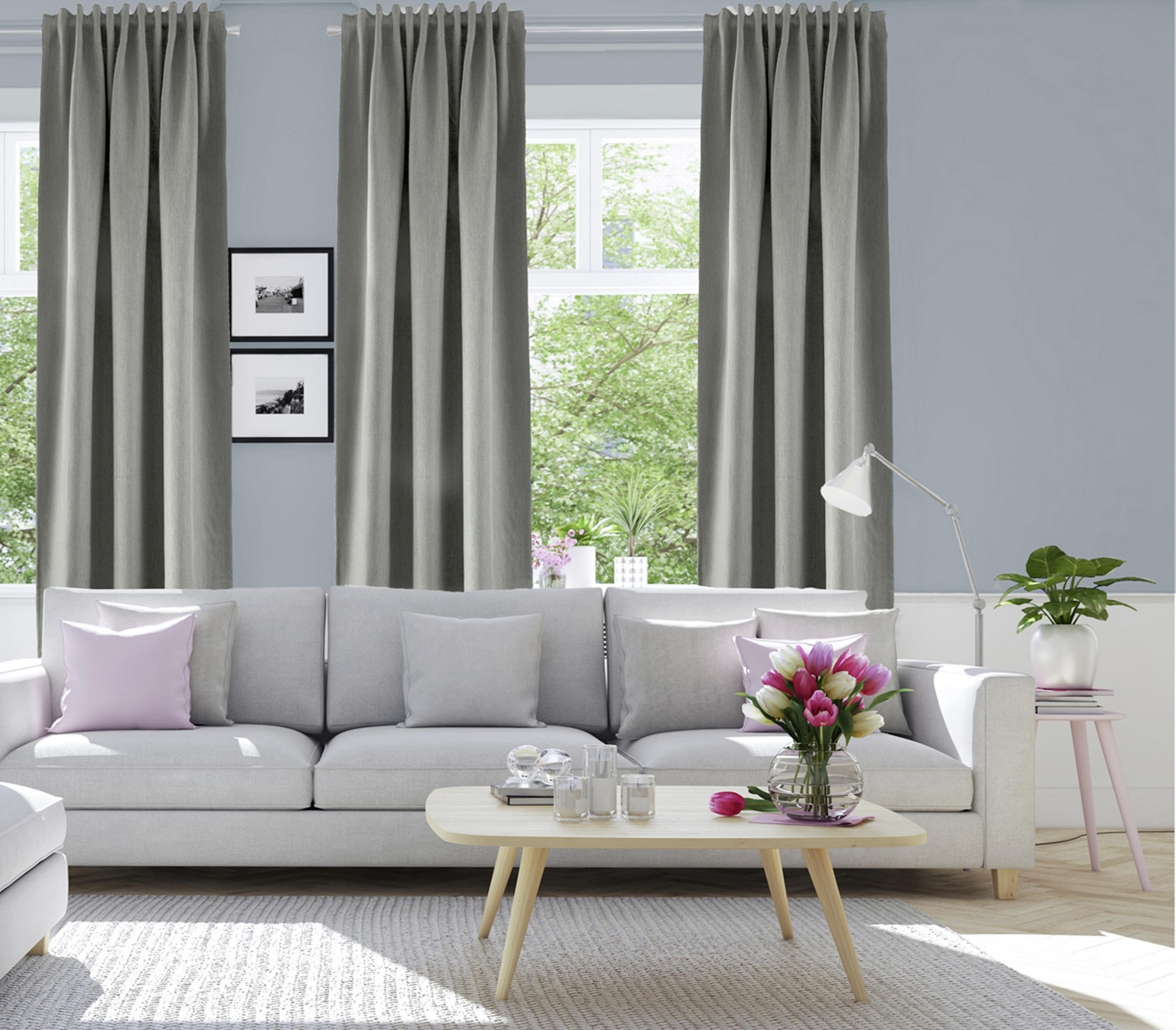 WÄRMESCHUTZVORHANG MILTON Verdunkelung 140/245 cm   - Grau, Basics, Textil (140/245cm)