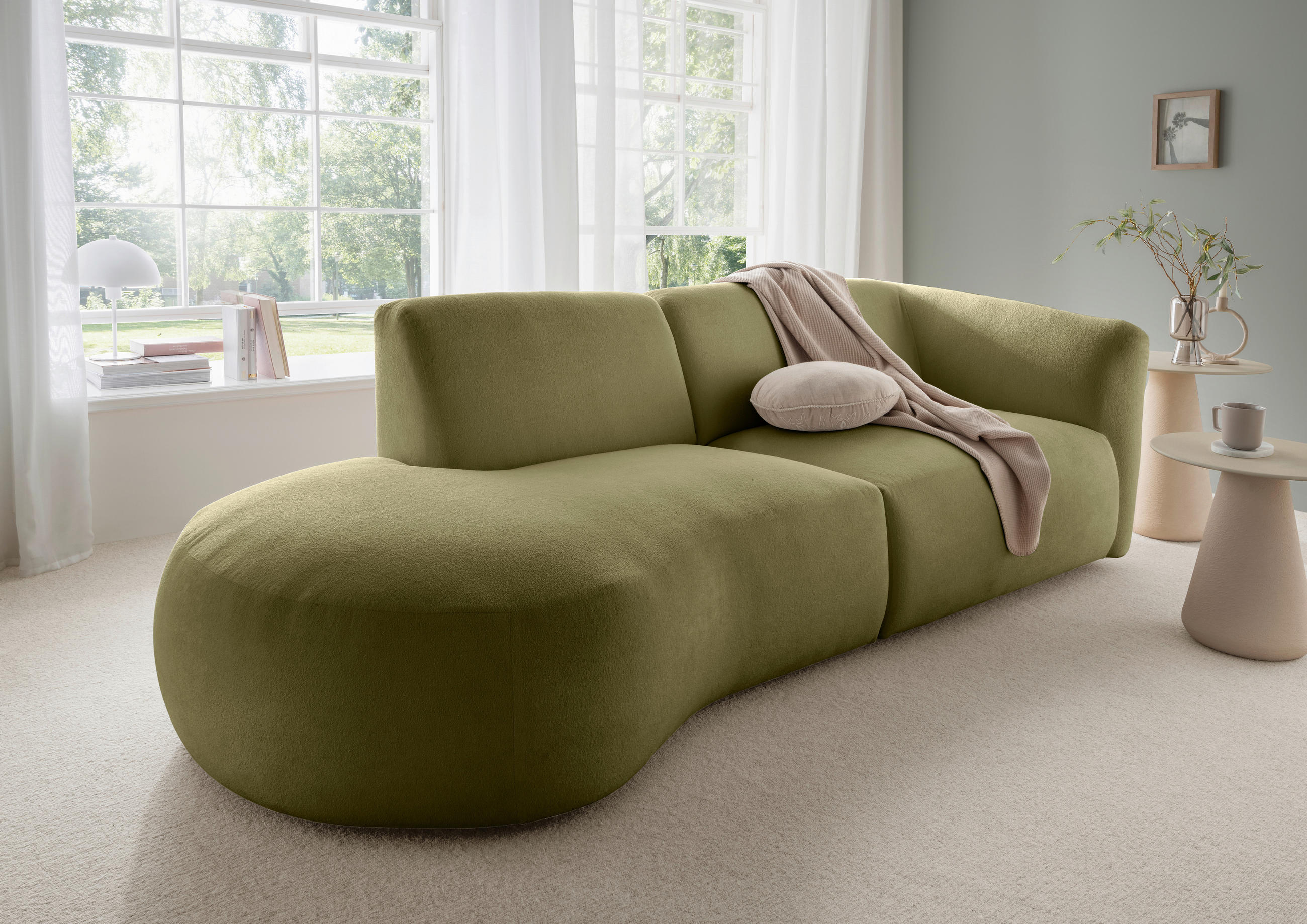 ECKSOFA in Mikrofaser Grün  - Schwarz/Grün, Modern, Kunststoff/Textil (238/107cm) - Livetastic