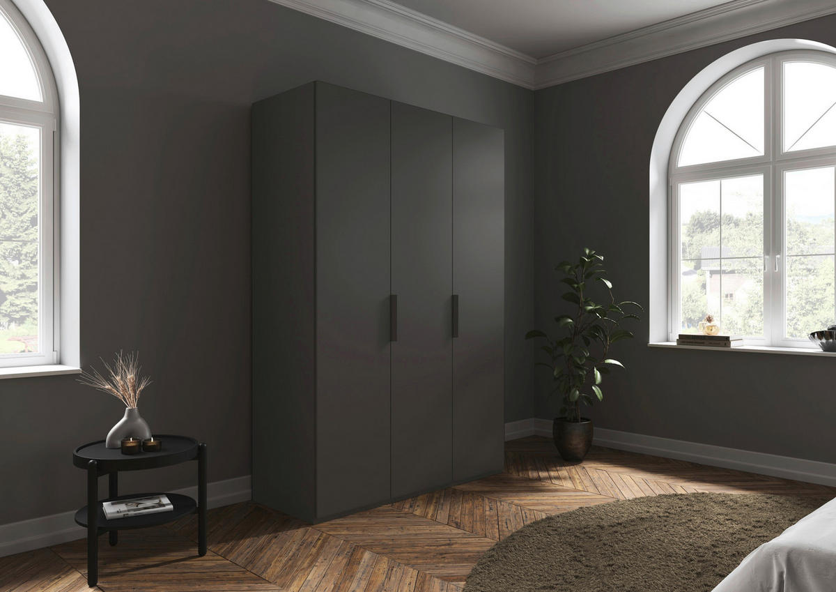 DREHTÜRENSCHRANK 151/223/61 cm,  in Graphitfarben, 3-türig  - Graphitfarben, Basics, Holzwerkstoff/Metall (151/223/61cm) - Novel