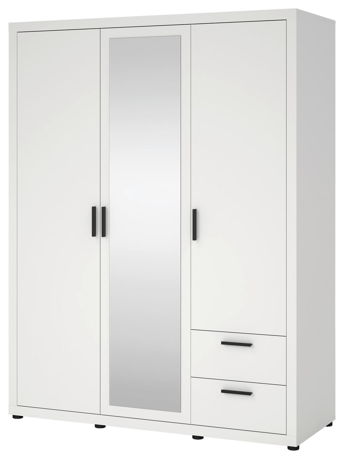 DREHTÜRENSCHRANK in Weiss  - Weiss/Schwarz, Modern, Holzwerkstoff/Metall (153,6/200,9/59,8cm) - MID.YOU