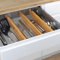 Schubladenteiler 4er Set - Naturfarben, LIFESTYLE, Holz (45,7-55/1,5/6cm)
