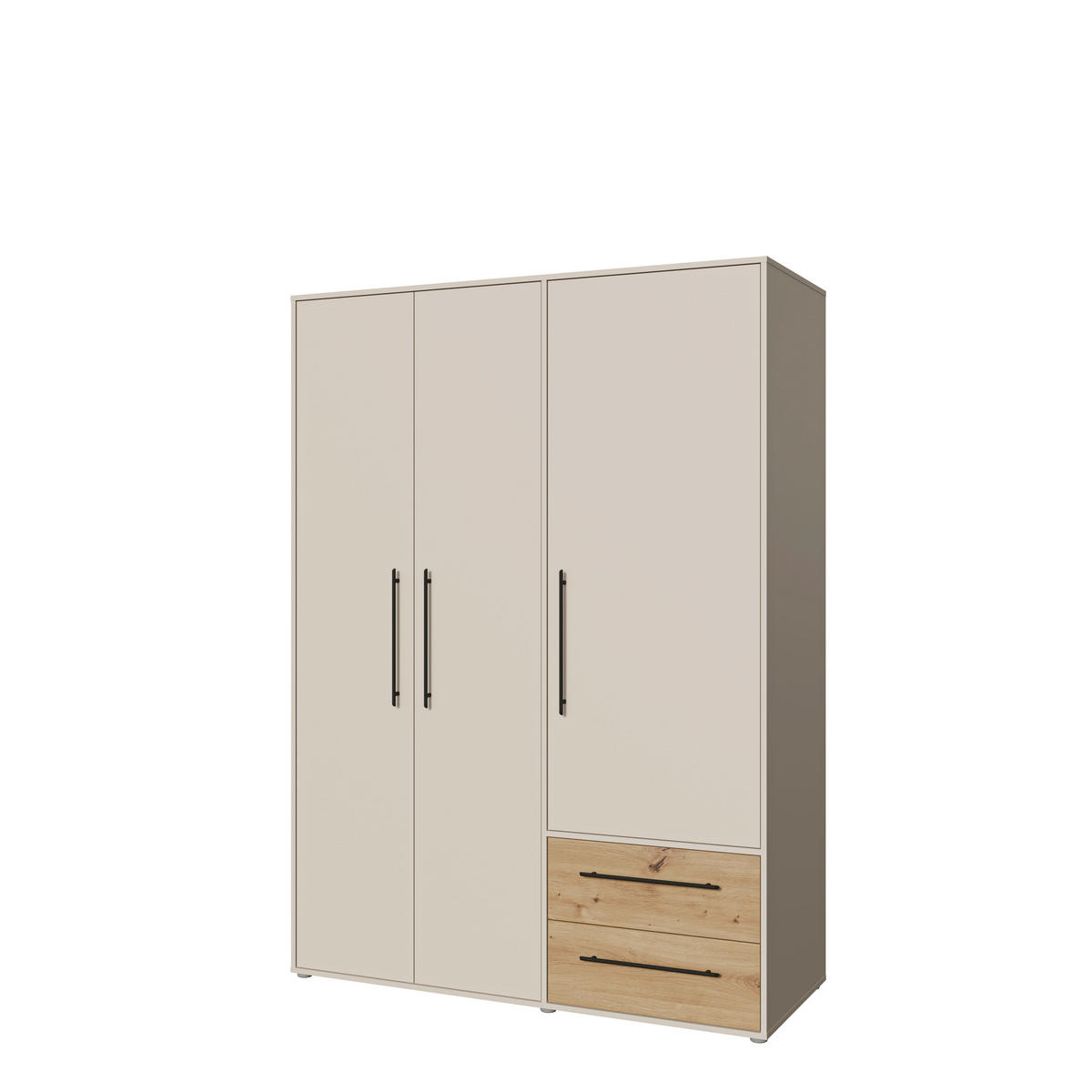 KLEIDERSCHRANK 144/200/59 cm,  in Sandfarben, Eiche Artisan, 3 Tür(en)  - Sandfarben/Schwarz, KONVENTIONELL, Holzwerkstoff/Kunststoff (144/200/59cm) - Milino