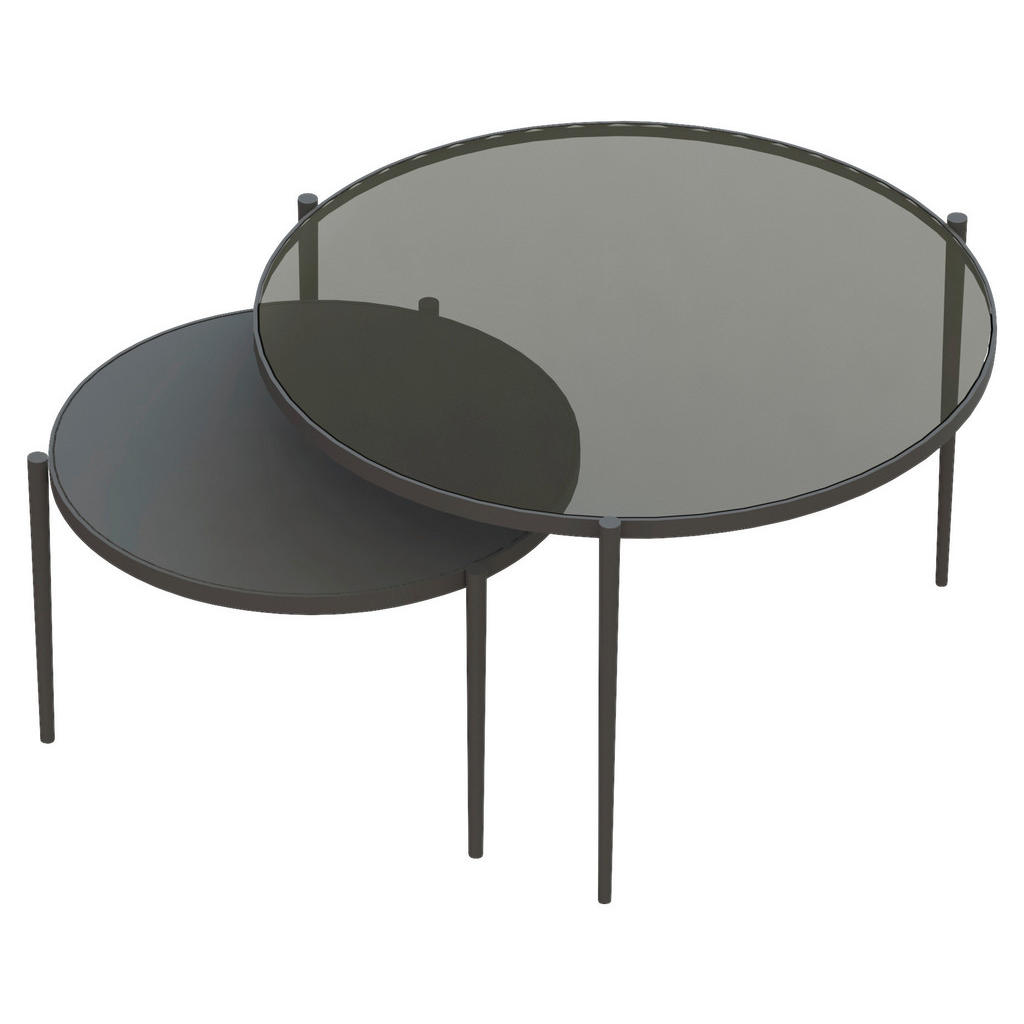 Thumbnail - Carryhome Couchtischset, Grau, Schwarz, Metall, Glas, 2-teilig, rund, rund, 70x42x70 cm, Wohnzimmer, Wohnzimmertische, C...
