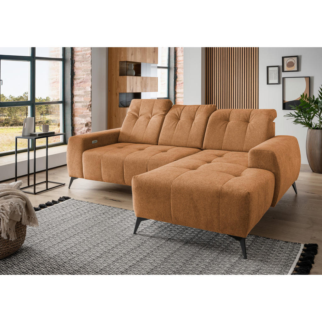 Thumbnail - Livetastic Ecksofa, Currygelb, Textil, Uni, 4-Sitzer, Ottomane rechts, L-Form, 258x180 cm, Made in EU, Typenauswahl, Sto...
