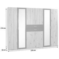 KLEIDERSCHRANK Grau, Sahara  - Schwarz/Grau, Konventionell, Holzwerkstoff/Kunststoff (270/210/58cm) - P & B