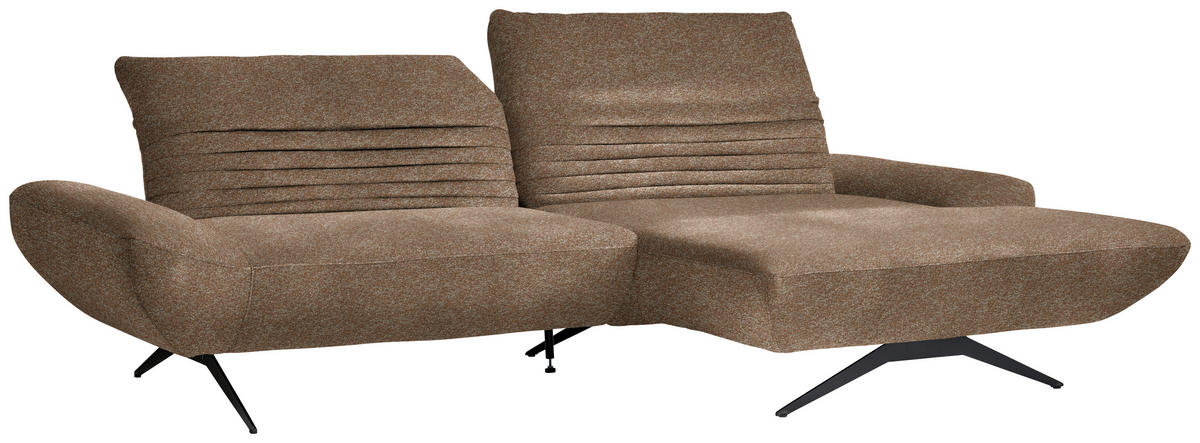 ECKSOFA  in Bouclé Hellbraun  280/170-195 cm  - Hellbraun/Schwarz, Design, Textil/Metall (280/170-195cm) - Dieter Knoll