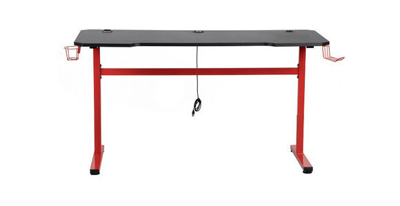 GAMINGTISCH Rot, Schwarz  - Rot/Schwarz, Design, Holzwerkstoff/Metall (140/60/75cm) - Carryhome