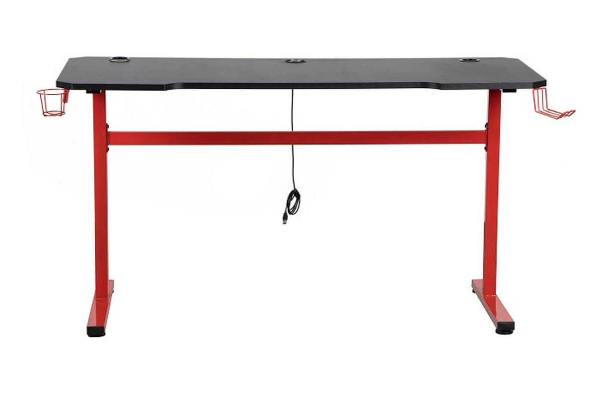 HERNÍ STŮL, červená, černá, 140/60/75 cm - černá/červená, Design, kov/kompozitní dřevo (140/60/75cm) - Carryhome