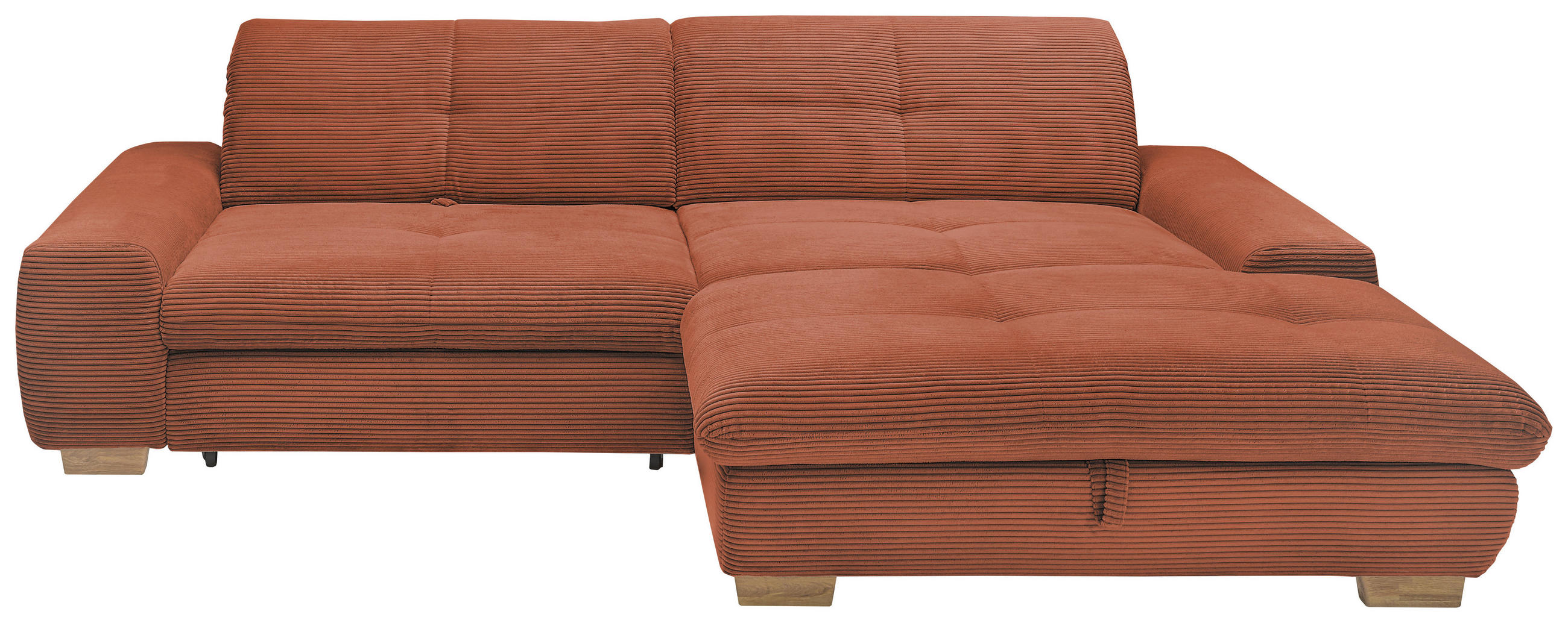ECKSOFA Orange Cord  - Eichefarben/Orange, Design, Holz/Textil (276/198cm) - SetOne by Musterring
