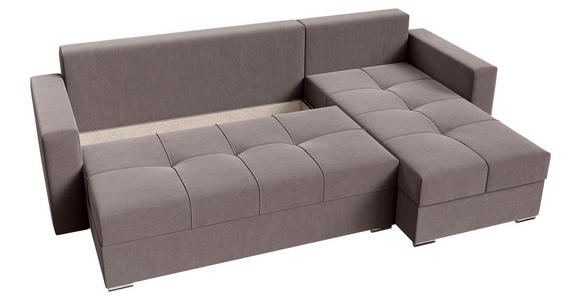 ECKSOFA  in Samt Taupe  - Taupe/Chromfarben, KONVENTIONELL, Kunststoff/Textil (233/140cm) - Carryhome
