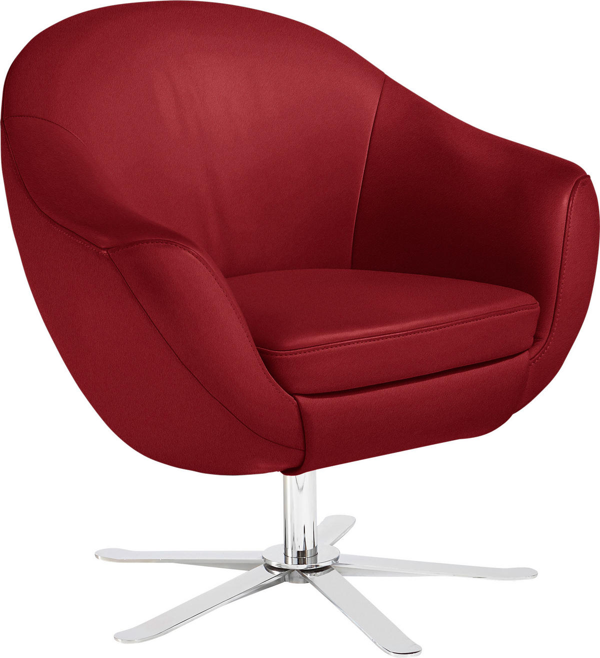 SESSEL Echtleder Rot    - Chromfarben/Rot, KONVENTIONELL, Leder/Metall (84/82/71cm) - Joop!