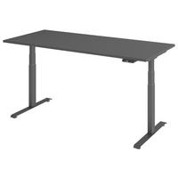 SCHREIBTISCH 180/80/64,5-129,5 cm  in Graphitfarben  - Graphitfarben, KONVENTIONELL, Holzwerkstoff/Metall (180/80/64,5-129,5cm) - Venda