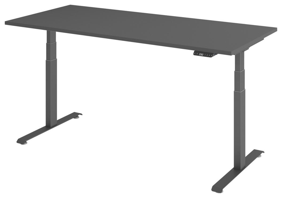 SCHREIBTISCH 180/80/64,5-129,5 cm  in Graphitfarben  - Graphitfarben, KONVENTIONELL, Holzwerkstoff/Metall (180/80/64,5-129,5cm) - Venda