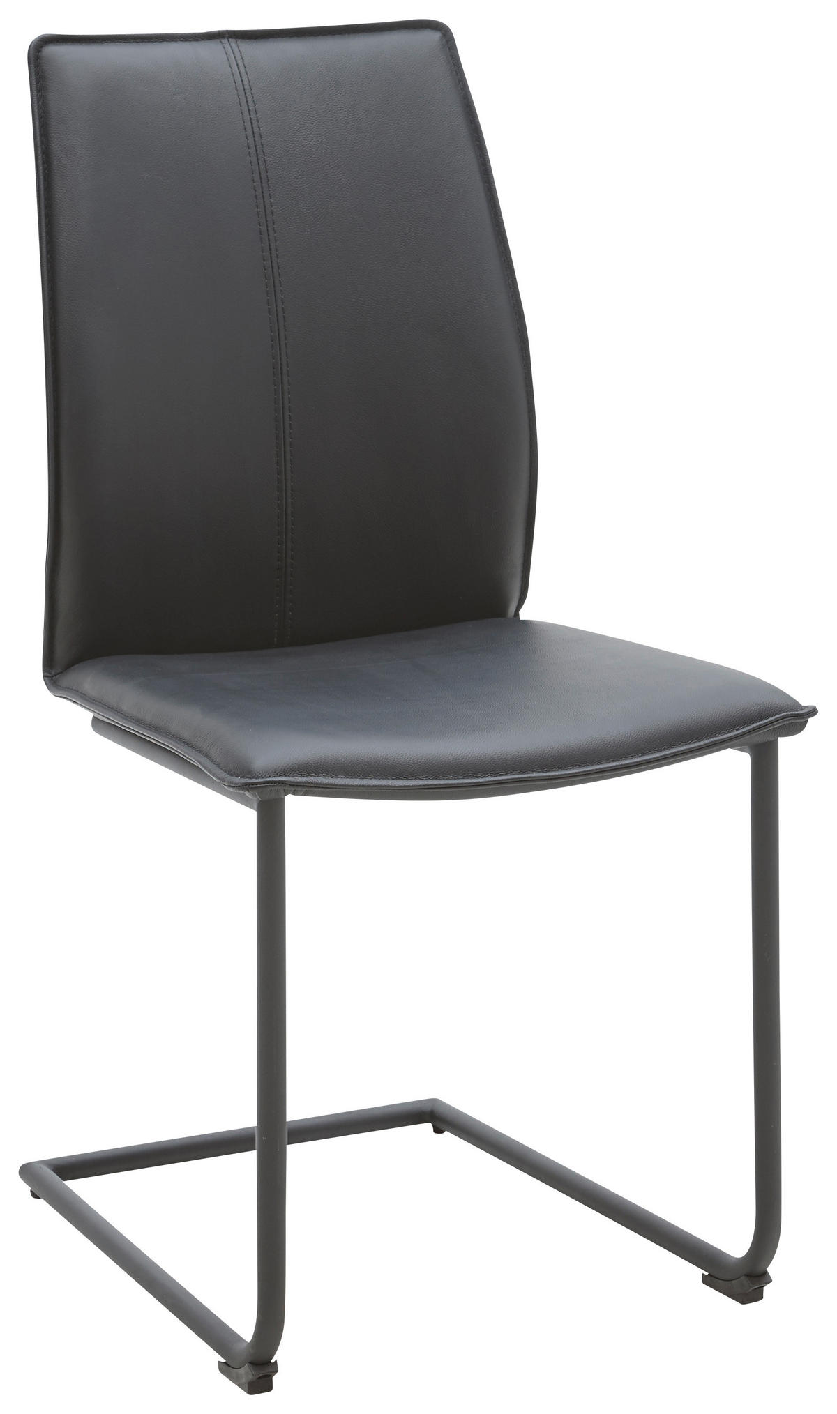 SCHWINGSTUHL  in Eisen Echtleder pigmentiert  - Schwarz, Design, Leder/Metall (46/93/56cm) - Dieter Knoll