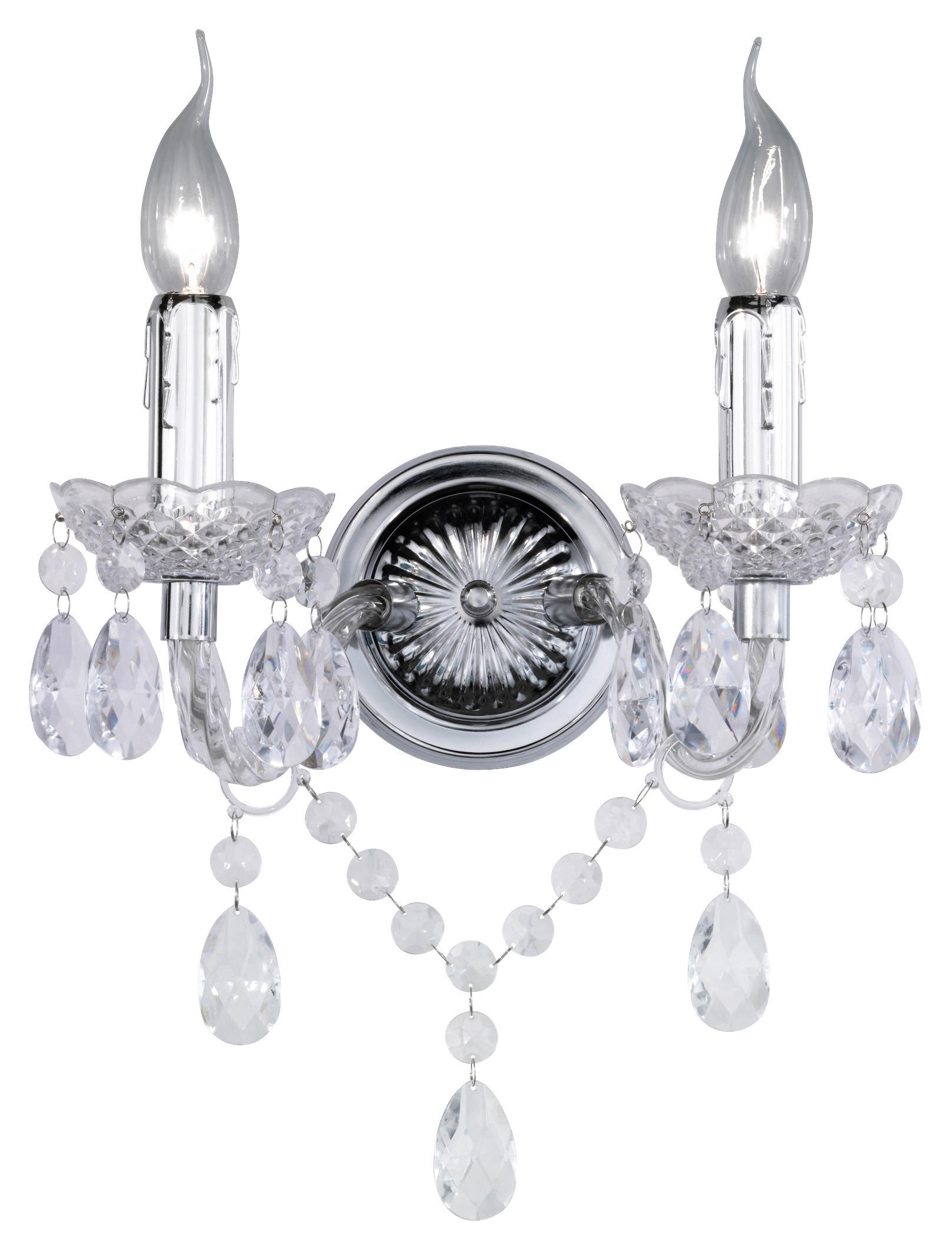 WANDLEUCHTE 26,5/34/18,5 cm   - Chromfarben/Transparent, Design, Kunststoff/Metall (26,5/34/18,5cm) - P & B