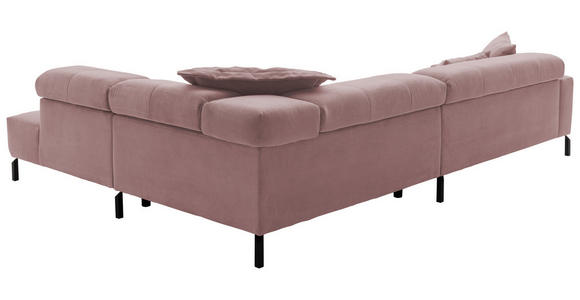 ECKSOFA Altrosa Feincord  - Schwarz/Altrosa, KONVENTIONELL, Textil/Metall (311/219cm) - Hom`in