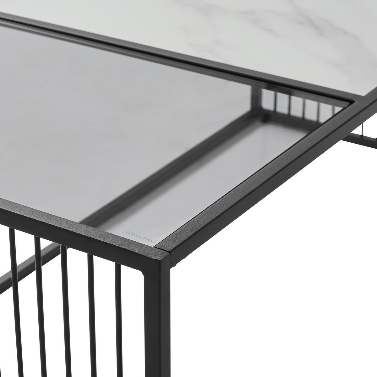 COUCHTISCH in Metall, Glas 110/55/42 cm  - Weiss/Schwarz, Design, Glas/Metall (110/55/42cm) - Livetastic
