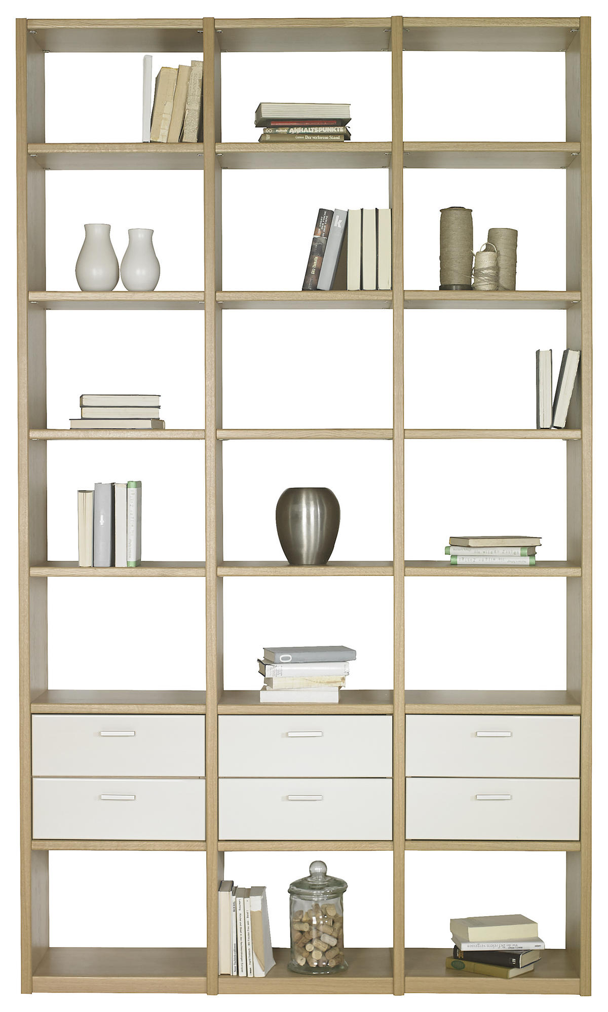 REGAL  146,6/250/35 cm Creme, Eichefarben, Sandfarben  - Sandfarben/Edelstahlfarben, Design, Holz/Kunststoff (146,6/250/35cm) - Invivus
