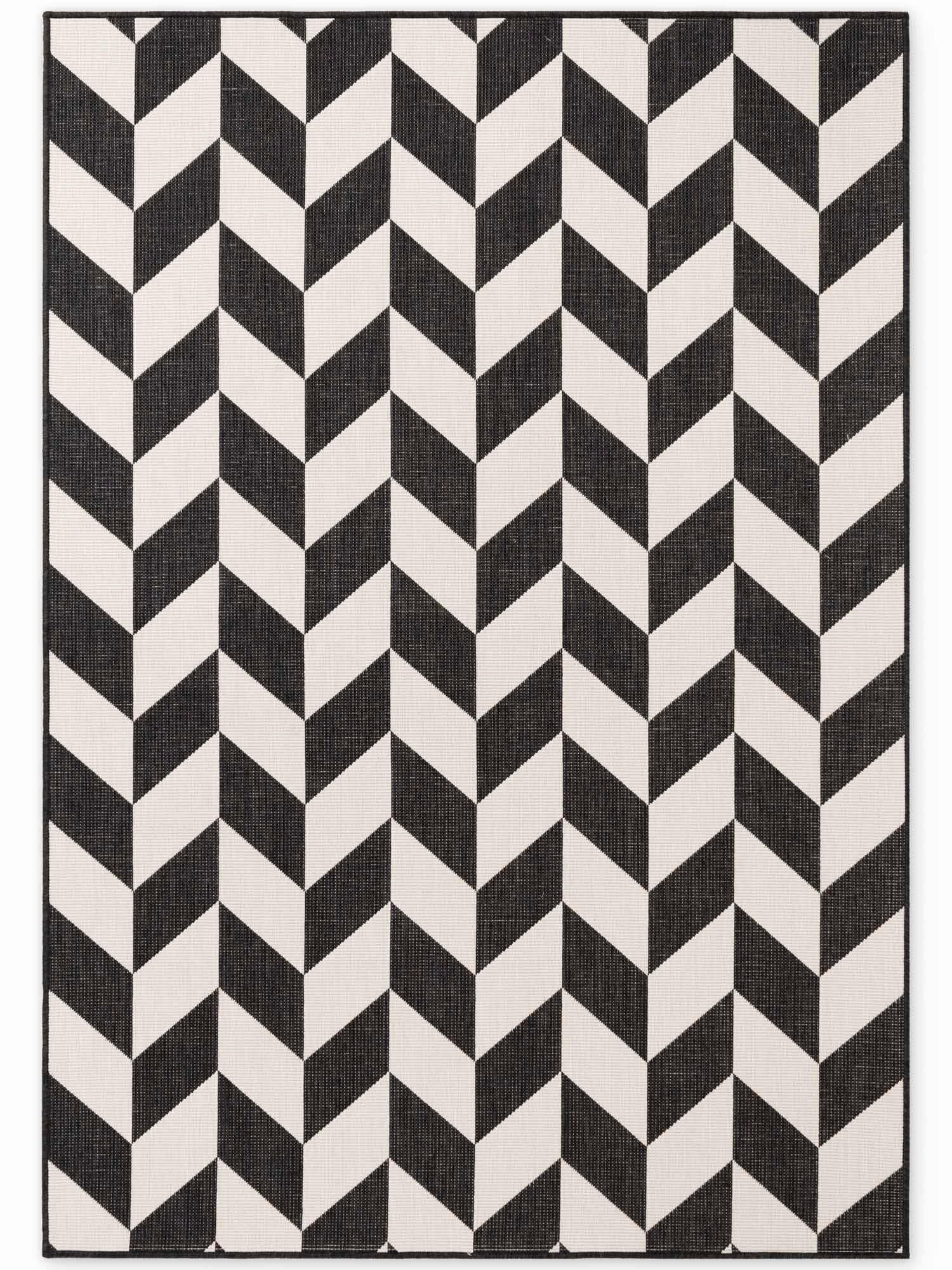 FLACHWEBETEPPICH 200/300 cm Haringey Schwarz, Weiß rechteckig  - Schwarz/Weiß, Design, Kunststoff (200/300cm)