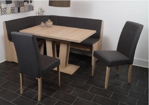ECKBANKGRUPPE Webstoff Sonoma Eiche, Anthrazit  - Anthrazit/Sonoma Eiche, KONVENTIONELL, Holz/Textil (165/89/125cm) - MID.YOU