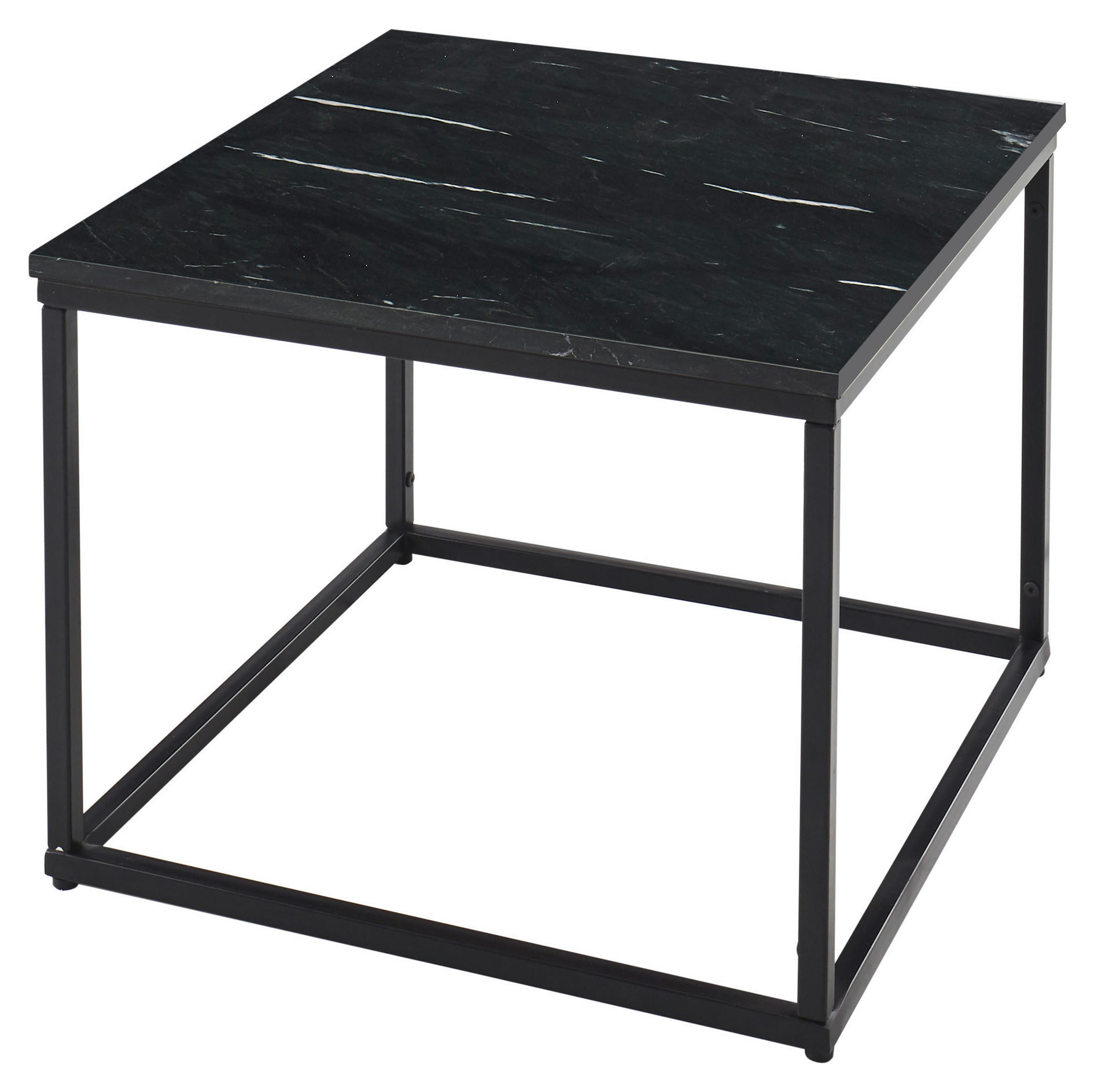 COUCHTISCH 60/60/46 cm quadratisch Schwarz  - Schwarz, Design, Stein/Metall (60/60/46cm) - Carryhome