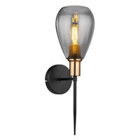 WANDLEUCHTE 15/19/48 cm   - Messingfarben/Schwarz, Design, Glas/Metall (15/19/48cm) - Globo