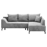 ECKSCHLAFSOFA in Cord Hellgrau  - Hellgrau/Schwarz, Design, Textil/Metall (273/167cm) - MID.YOU