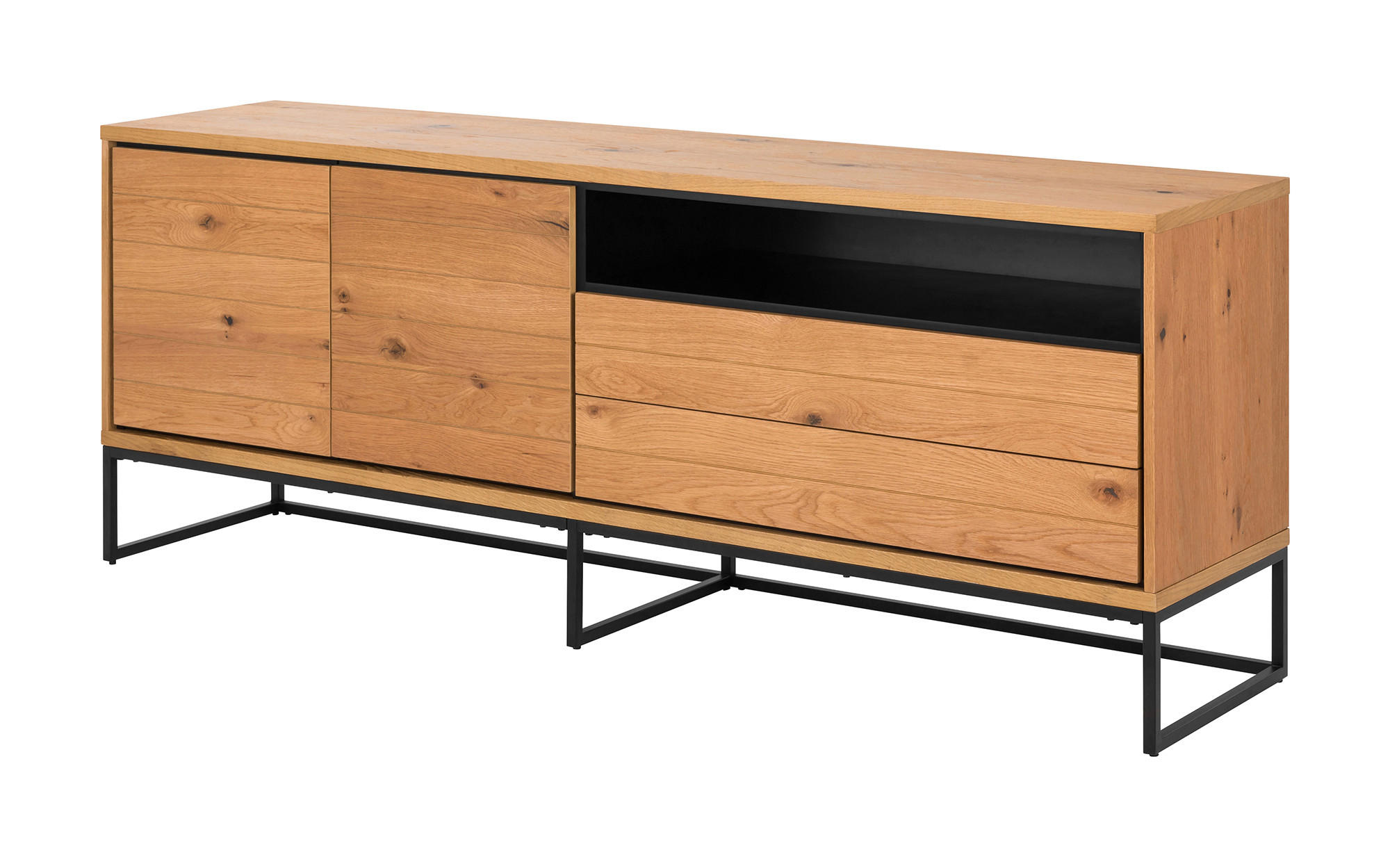 Kommode B 197,8 Cm Dalarna, Eichefarben/schwarz