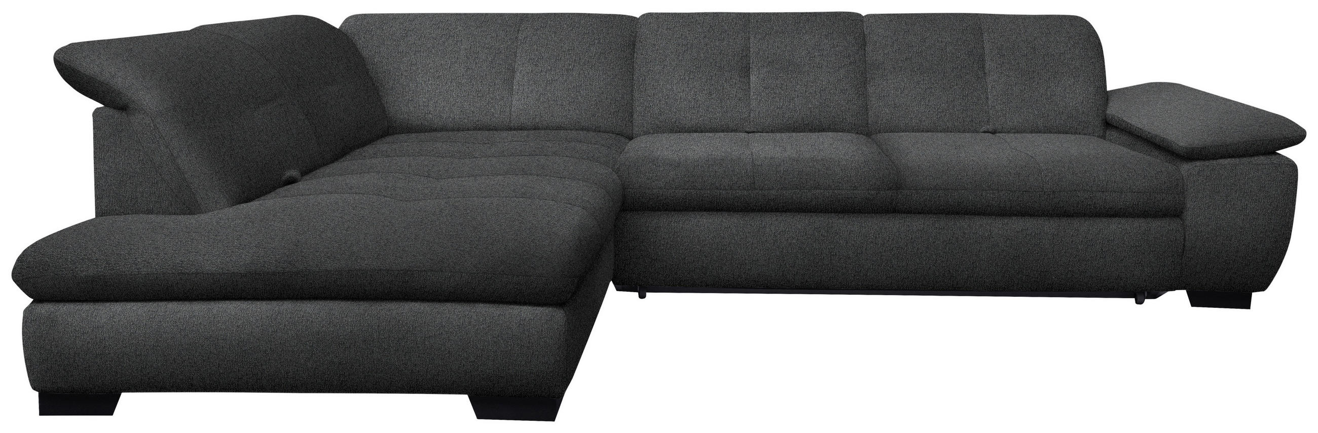 ECKSOFA in Flachgewebe Dunkelgrau  - Dunkelgrau/Schwarz, Design, Textil/Metall (242/313cm) - Xora