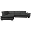 ECKSOFA in Flachgewebe Dunkelgrau  - Dunkelgrau/Schwarz, Design, Textil/Metall (242/313cm) - Xora